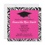 Zebra Animal Print Hot Pink Graduation Party Custom Invitation