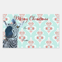 Zebra Art Christmas Present Sticker