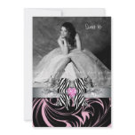 Zebra Bow Sweet 16 Party Invite Photo Card Floral invitations