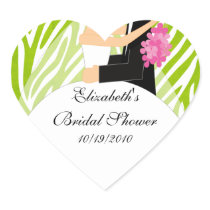 Zebra Bride Groom Bridal Shower Sticker Lime Green