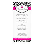 Zebra Cupcake Bakery Price List Personalized Rack Card