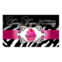 Zebra Cupcake Frame "Tasty Treats" fuschia Business Cards