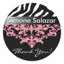 Zebra Damask Fabulous Signature Thank You Sticker