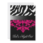 Zebra Damask Girl's Night Out Bachelorette Party invitations