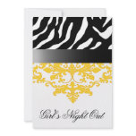 Zebra Damask Girl's Night Out Bachelorette Party invitations
