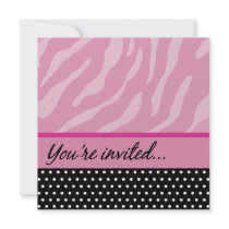 Zebra Deluxe Birthday Invitation (pink/mauve)