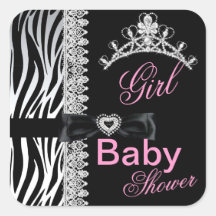 Zebra Girl Baby Shower Princess Tiara Stickers