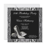 Zebra High Heel Womans 30th Birthday Party invitations