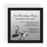 Zebra High Heels 21st Birthday Party invitations