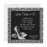 Zebra High Heels 21st Birthday Party invitations