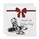 Zebra High Heels Womans 21st Birthday Party invitations