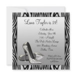 Zebra High Heels Womans  Birthday Party invitations