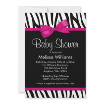 Zebra Hot Pink Printed Bow Baby Shower