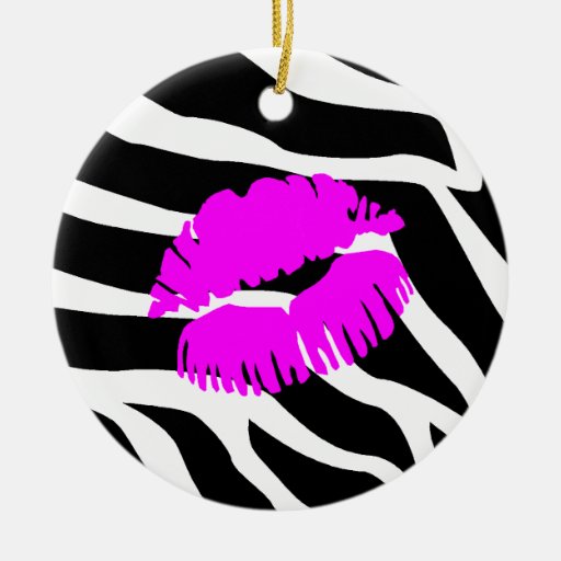 Zebra Kiss Lips Pink Ornaments