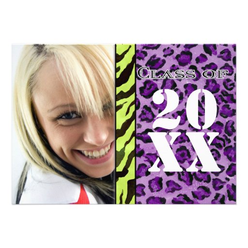 Zebra Leopard Print, Graduation Announcement