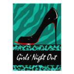 Zebra Leopard Stiletto Girls Night Out Party Personalised Invite