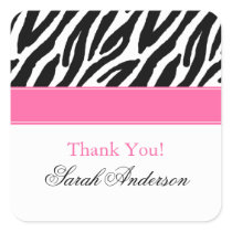 Zebra Pattern Personalised Square Sticker