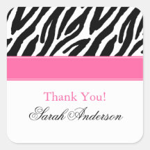 Zebra Pattern Personalised Square Sticker