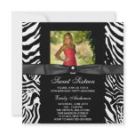Zebra Photo Sweet 16 Party invitations