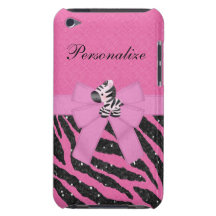 Zebra & Pink & Black Faux Glitter Animal Print iPod Touch Case-Mate Case