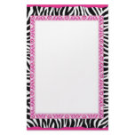 Zebra & pink border stationery