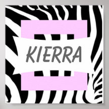 Zebra Pink Design Name Poster