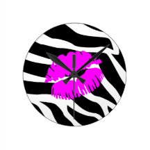 Zebra Pink Kiss Clock