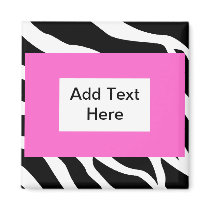 Zebra Pink White Template Magnets