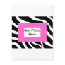 Zebra Pink White Template Post Card