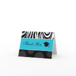 Zebra & Polka Dots Print with Cap: Blue Greeting Card
