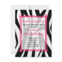 Zebra Print And Hot Pink Fashion Birthday Invite invitations