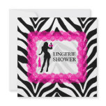 Zebra Print and Hot Pink Lace Lingerie Shower invitations
