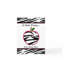 Zebra Print Apple Teacher Notecard