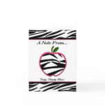 Zebra Print Apple Teacher Notecard