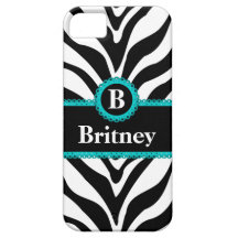 Zebra Print Aqua Lace Monogram Name