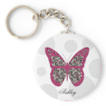Zebra Print Butterfly Key Chain