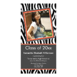 Zebra Print Graduation Photo Announcement (orange) Photo Cards
