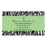 zebra print green w/ heart shaped diamond business card