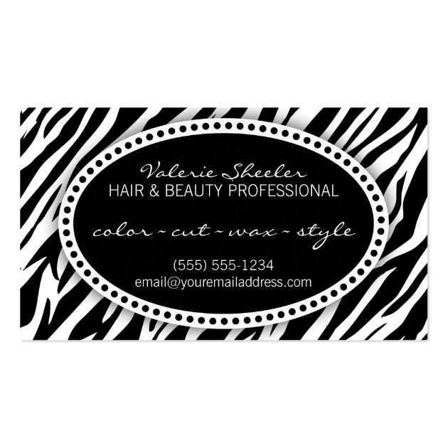 Zebra Print Hair & Beauty Appointment Card Business Card Templates