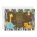 Zebra Print Jungle Safari Animal Baby Shower invitations