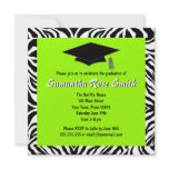 Zebra Print Lime Green Custom Photo Graduation Invite