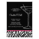 zebra print martini birthday party custom invite