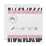 Zebra Print Monogram Birthday Party Invitation