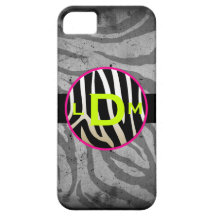 Zebra Print Monogram Circle Iphone 5 Case