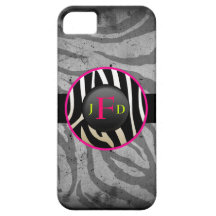 Zebra Print Monogram Circle Iphone 5 Case