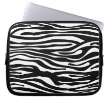 Zebra Print Pattern - Black and White Laptop Sleeves