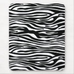 Zebra Print Pattern - Black and White Mousepad
