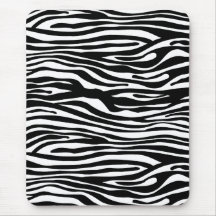 Zebra Print Pattern - Black and White Mousepad