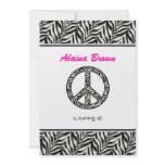 Zebra Print  Peace Sign Birthday Party Invitation