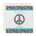 Zebra Print Peace Sign Birthday Party Invitation